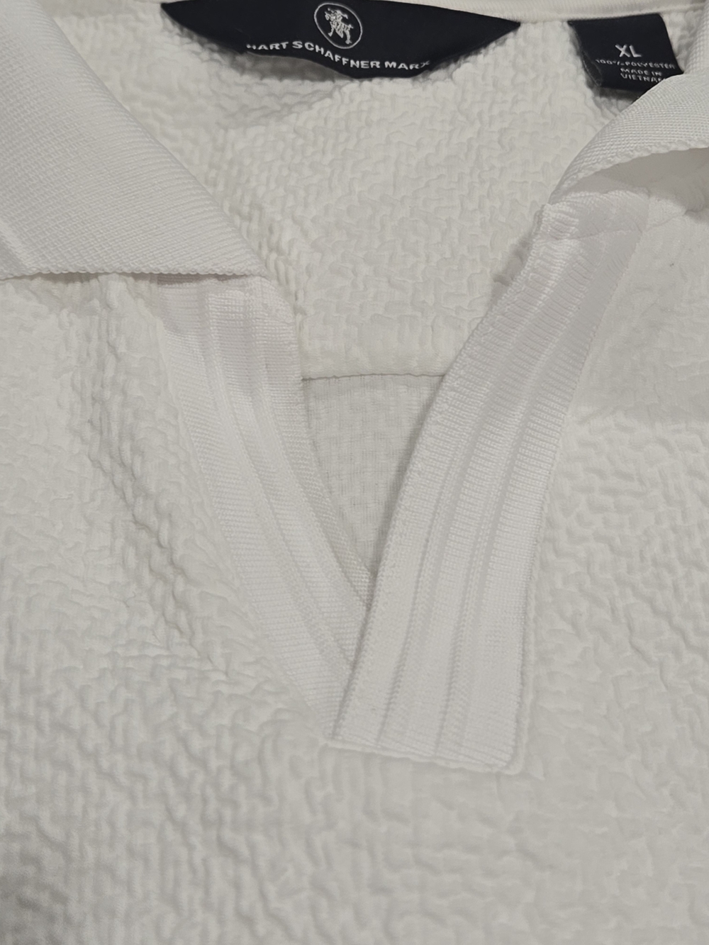 Hart Schaffner Marx Cream Waffle-Knit Polo Sleep Top